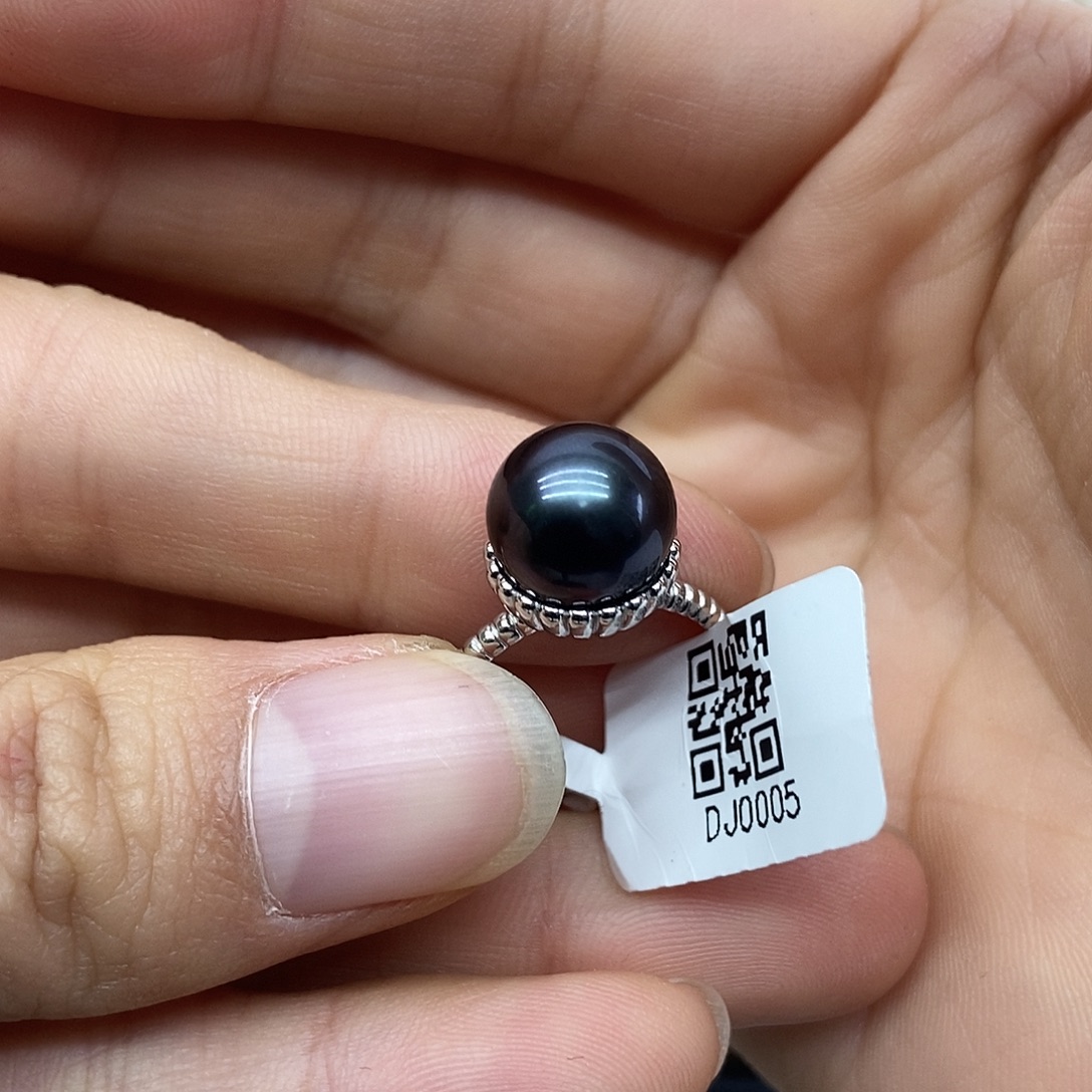 海水珍珠戒圈银S925镶嵌@@DJ0005