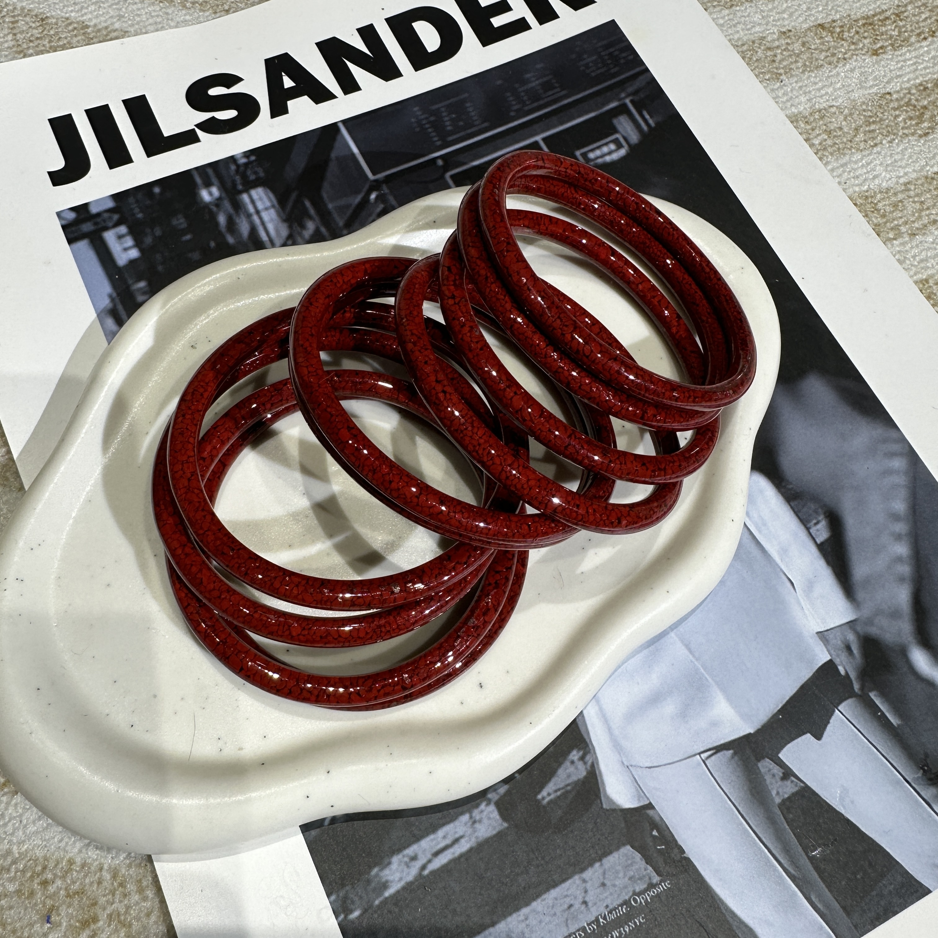 天然辰砂【A179】朱砂素手镯单只