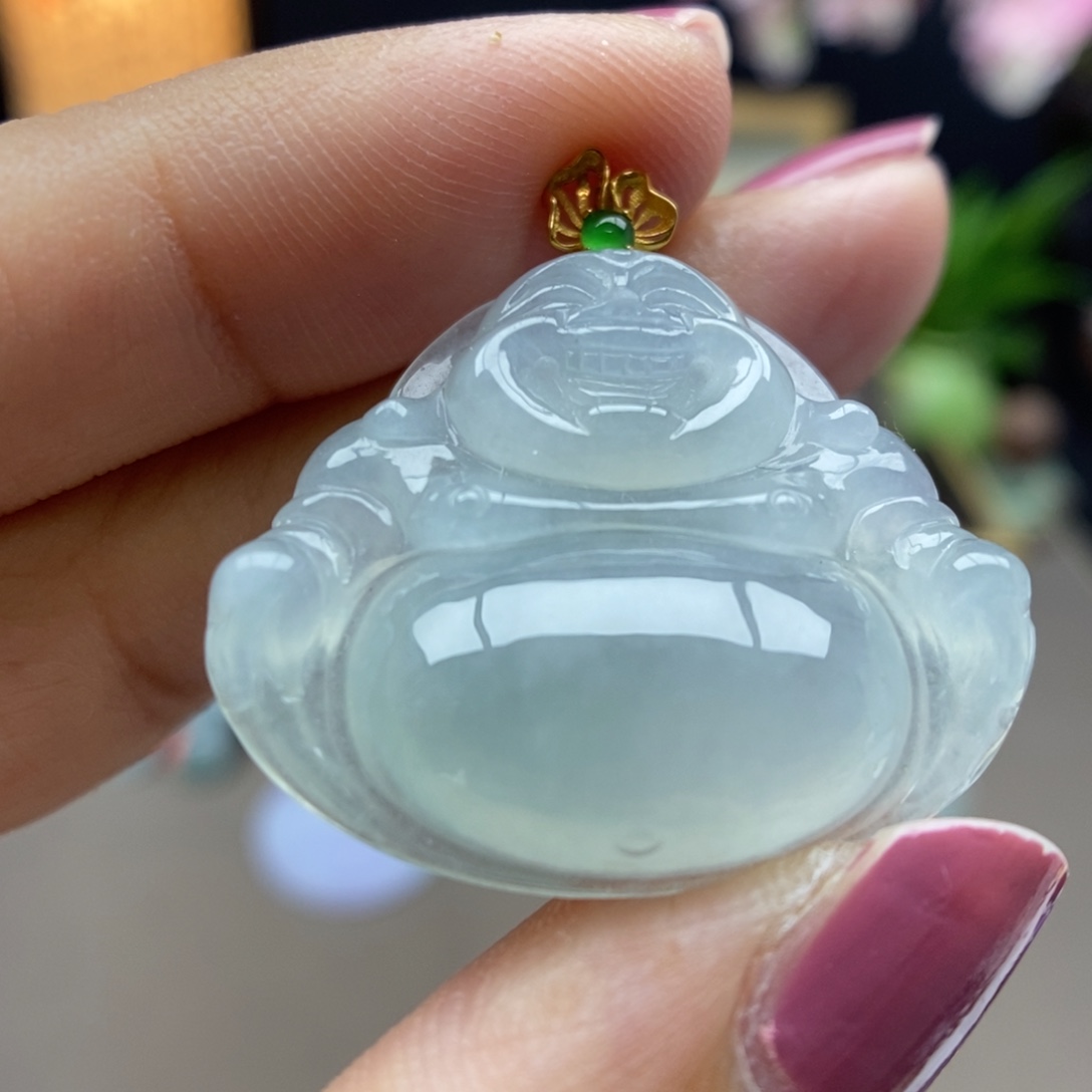 翡翠18K金镶嵌颈饰吊坠55