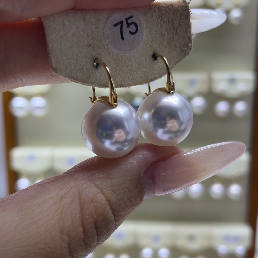 淡水珍珠耳饰18K金镶嵌