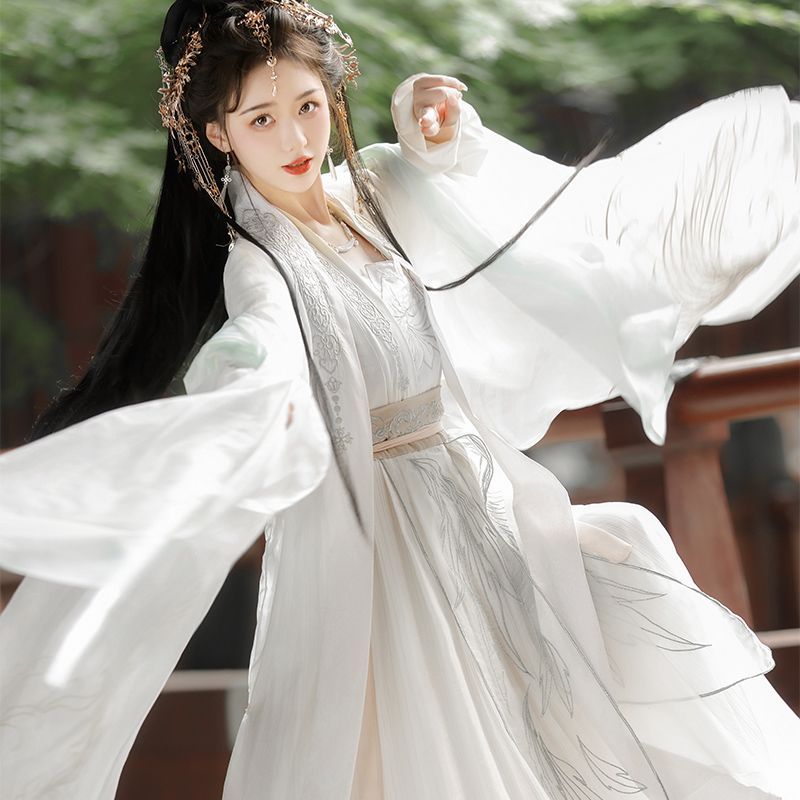 【洛金羽】中国风鹤童COS服齐腰襦裙柒月集宋制汉服魏晋风广袖