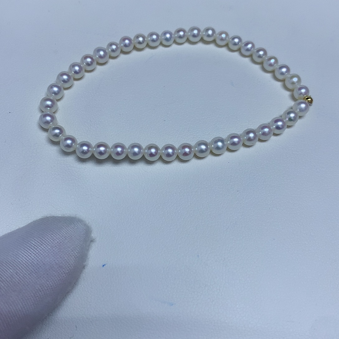 18K金镶嵌手链淡水珍珠4-5