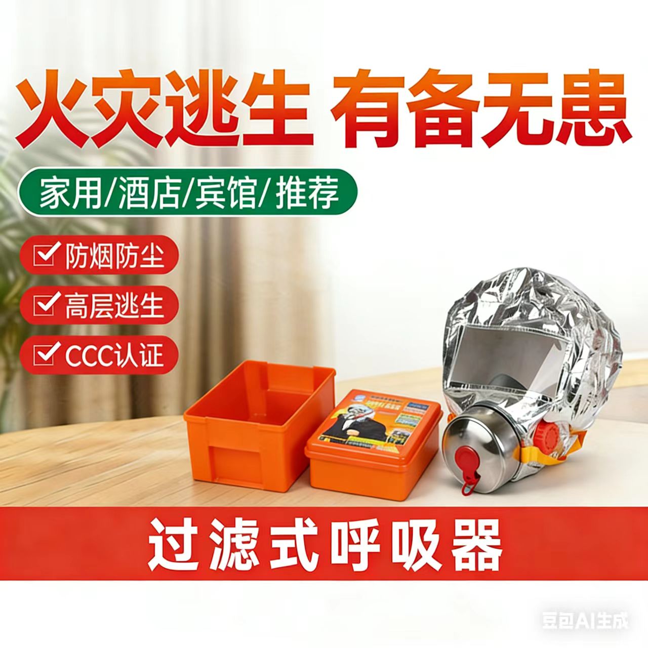 防尘防烟面罩应急逃生家用过滤式面罩