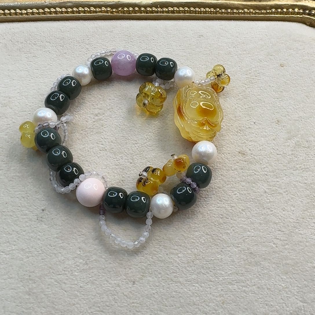 琥珀耳饰未镶嵌琥珀手串