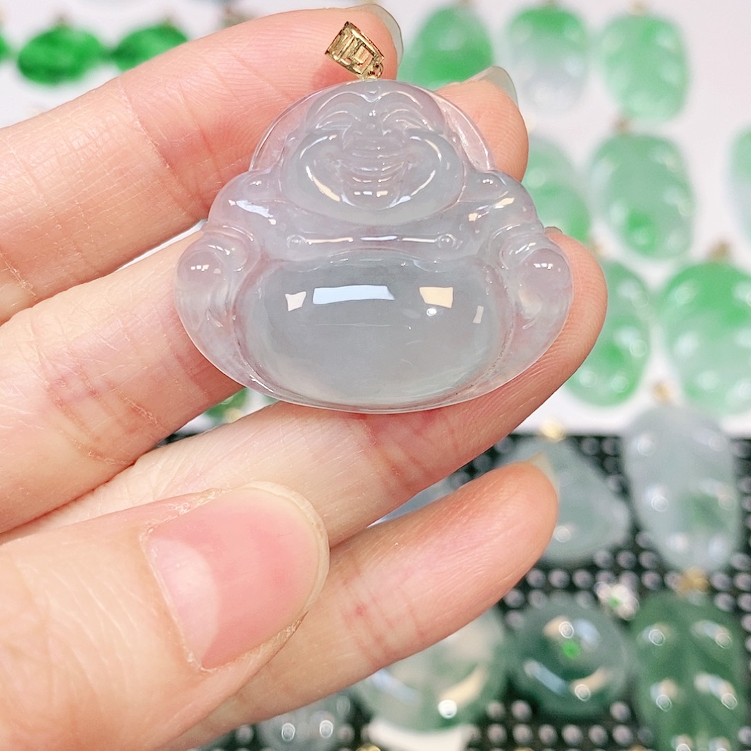 翡翠吊坠(不含链)18K金镶嵌