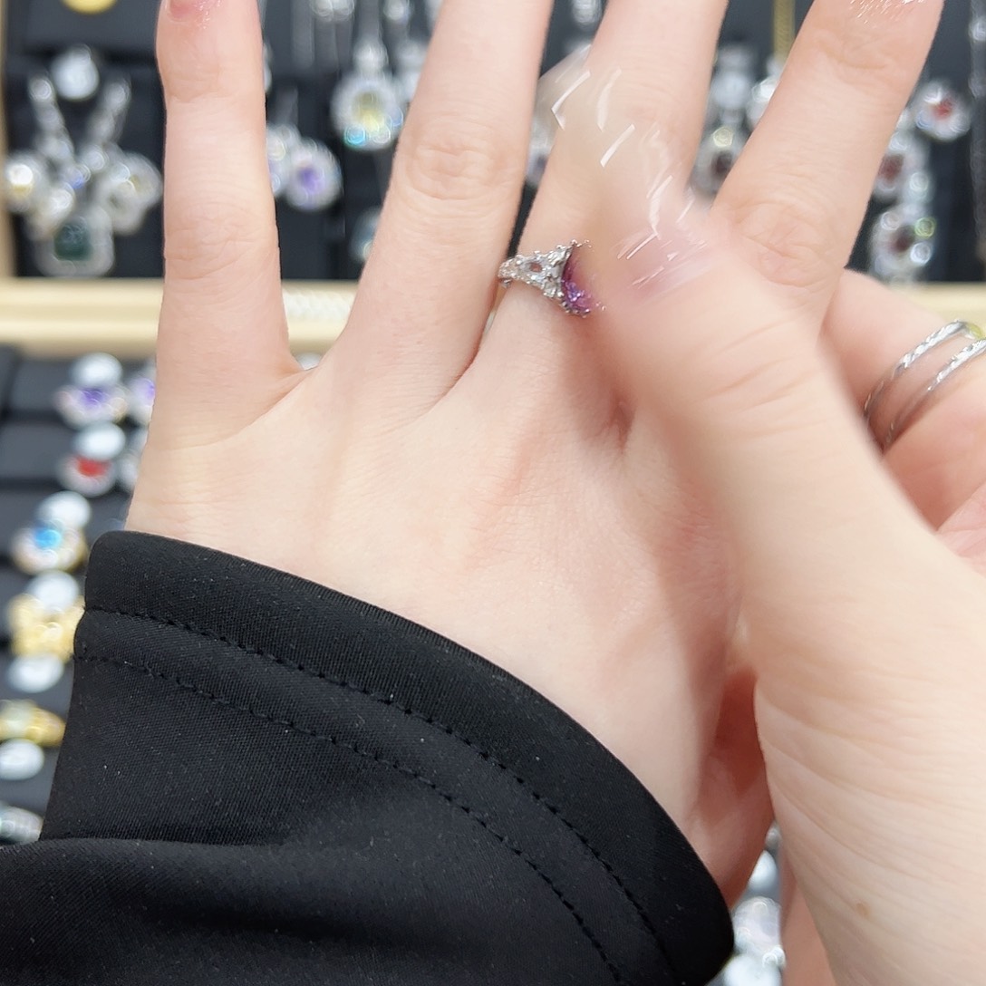 紫晶戒指银S925镶嵌戒指