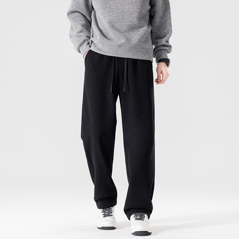 CS8363厚款加绒保暖直筒裤针织常规款休闲裤秋冬潮流微阔腿长裤