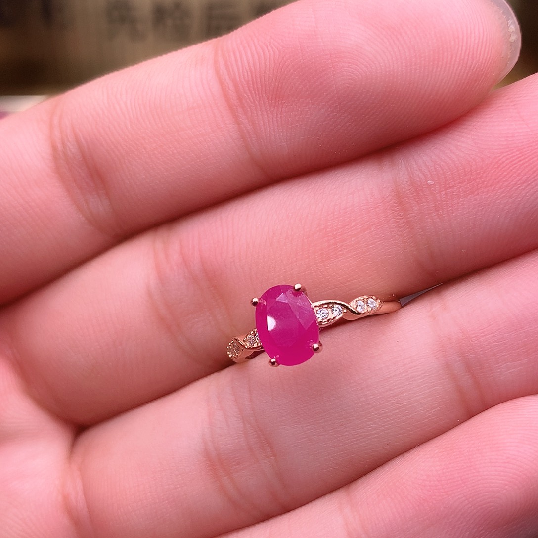 红宝石戒指银S925镶嵌