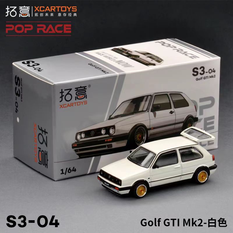 拓意POPRACE1/64Golf GTI MK2-白色合金汽车模型玩具