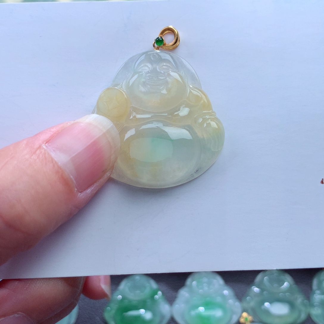 翡翠吊坠(不含链)18K金镶嵌