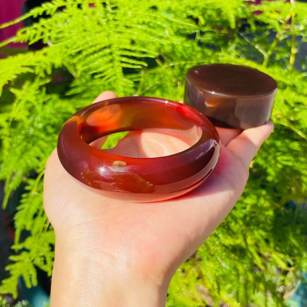 蓉百万珠宝【天然缅甸琥珀（红蜜妖花）手镯 圈口53/宽18/厚9】