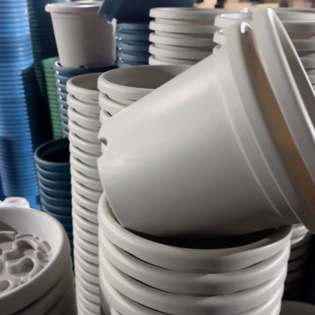 树脂四季盆3#无拖带拖灰白10