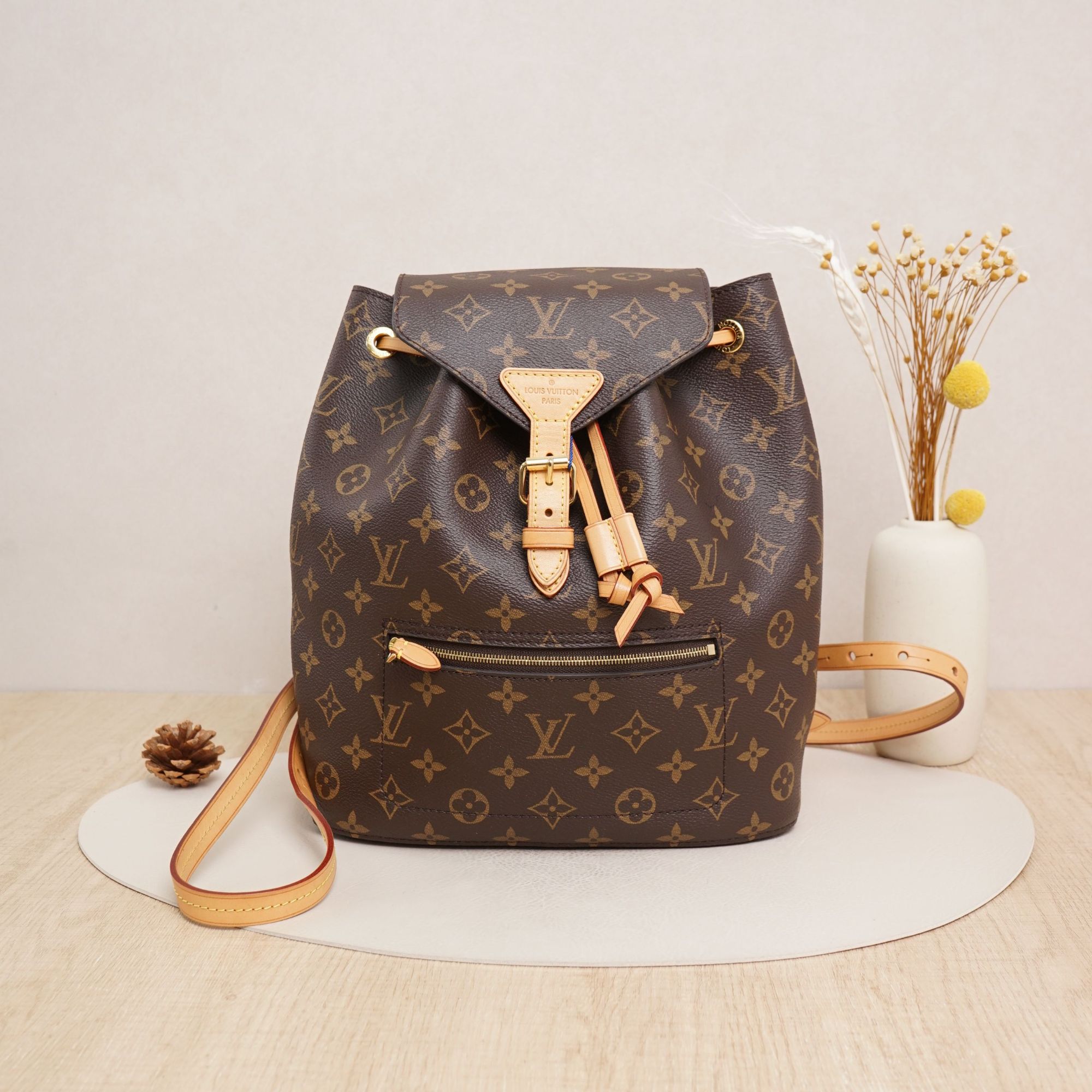 95新 LouisVuitton/路易威登 montsouris双肩包bb老花/DS036618