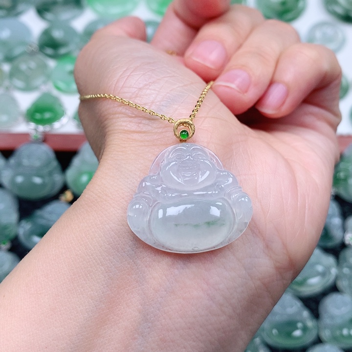 翡翠吊坠(不含链)18K金镶嵌