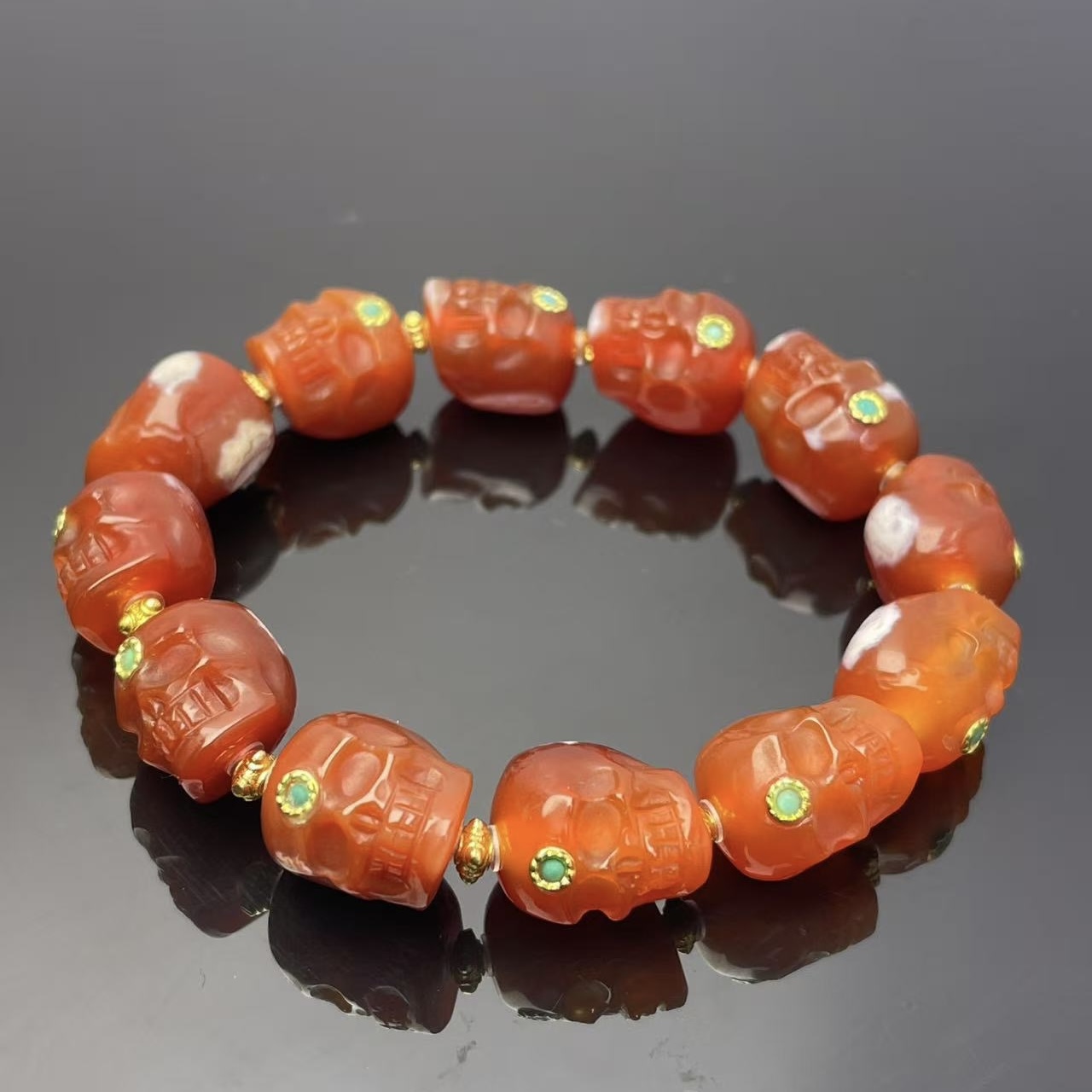 壹加师姐｜手工设计红阿呆玛瑙阵阵多宝手串多样性发一7631N