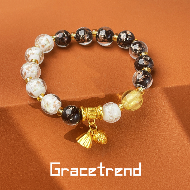 Grace trend 铜合金树脂手链 双色琉璃国风手串精致纳福YY-571