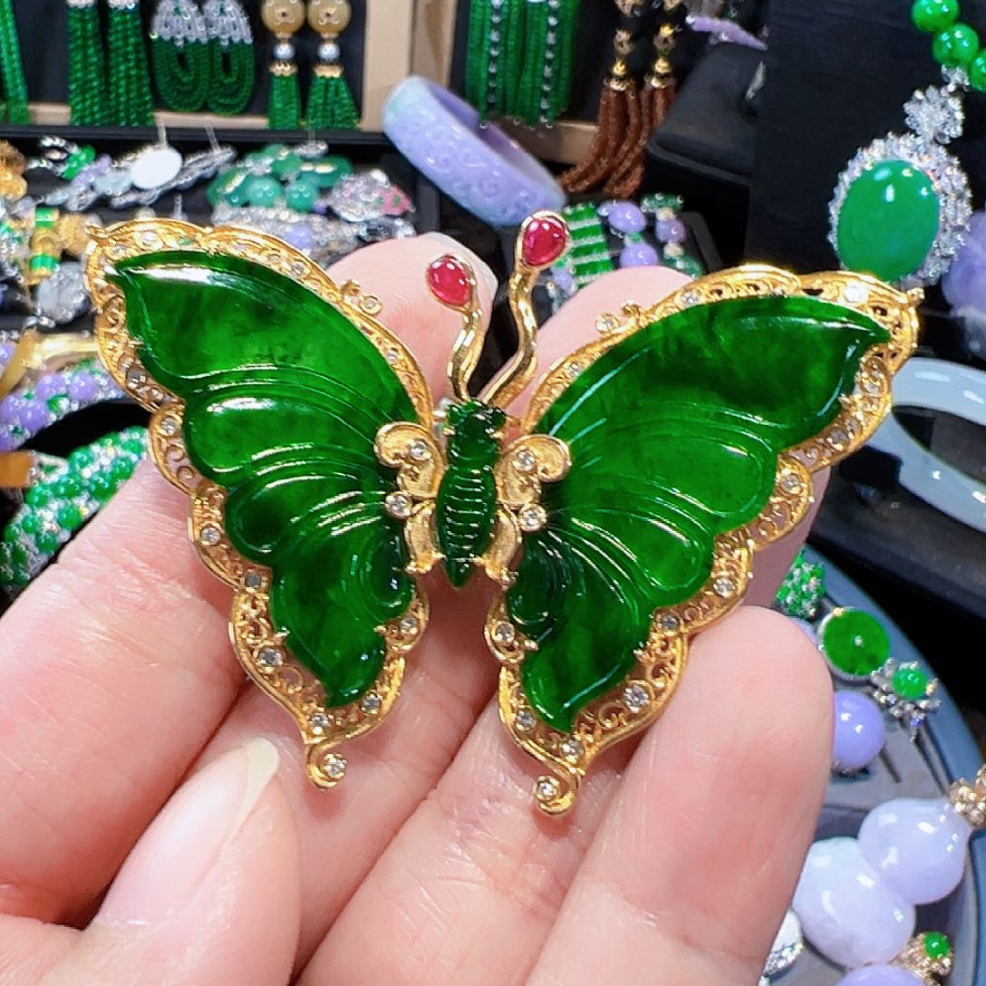 翡翠颈饰18K金镶嵌签收后24小时鉴赏期