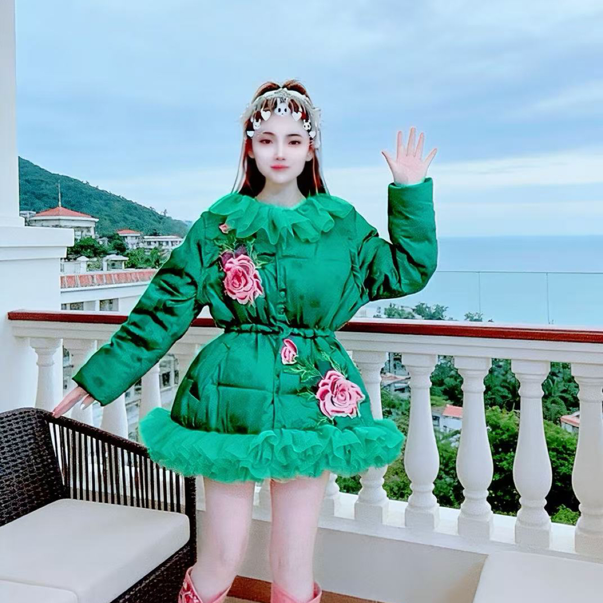 【面条仙仙】3884#原创新款新年限定收腰显瘦气质甜美棉服