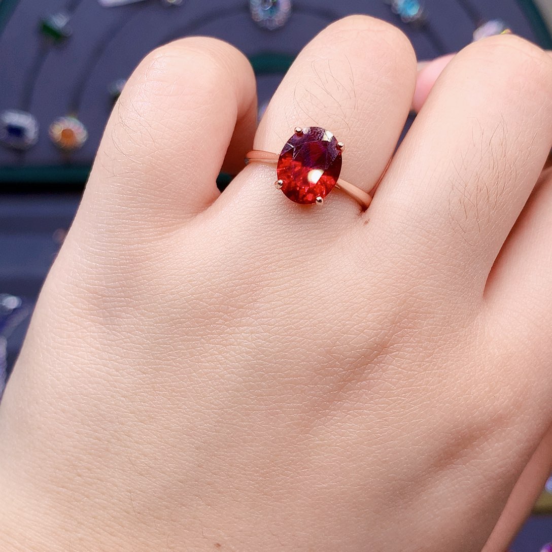 红宝石戒指银S925镶嵌