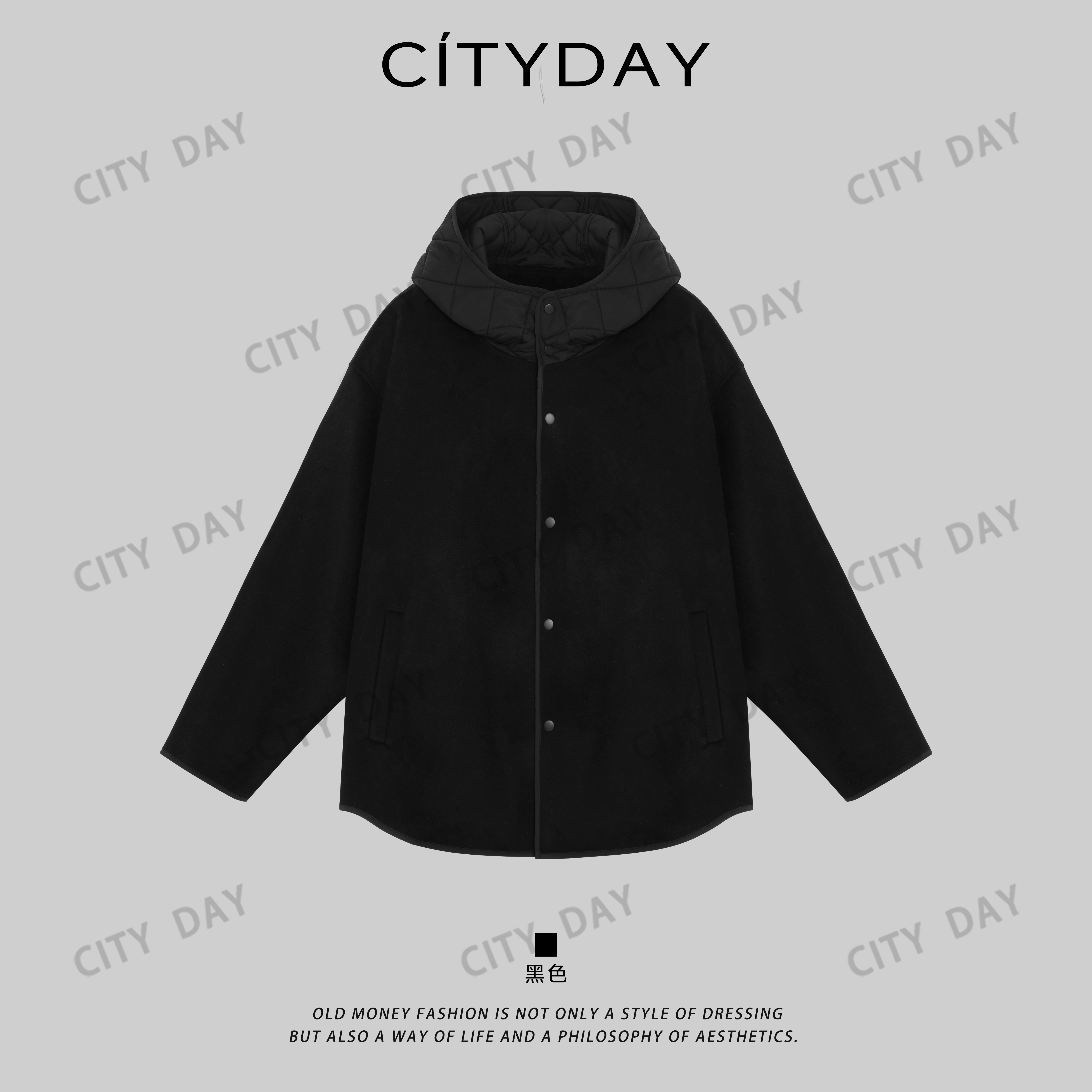 CityDay【楠哥】国王的礼物 复古羊毛连帽双面呢大衣外套男 990507