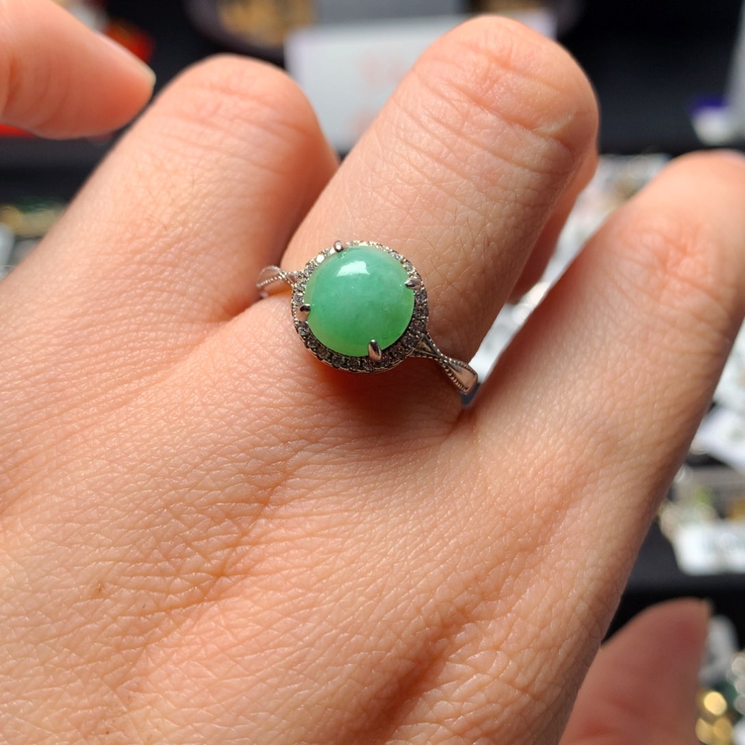 翡翠戒指银S925镶嵌戒指