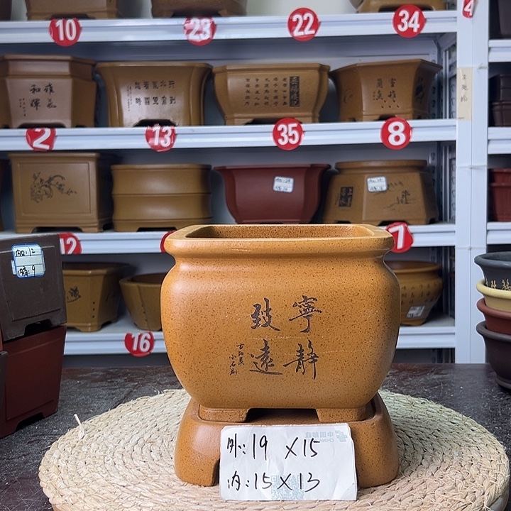 紫砂花盆蛇年大吉