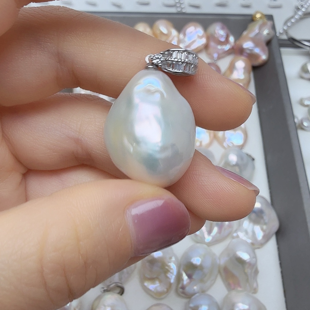 淡水珍珠银S925镶嵌吊坠(不含链)