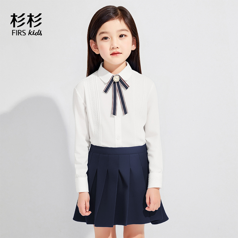 FIRS kids/杉杉单排扣春秋白衬衫学院风校服女童英伦休闲风秋季