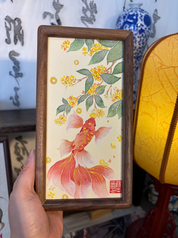 小鱼国画（桂花锦鲤鱼）10.20尺寸国风没骨画
