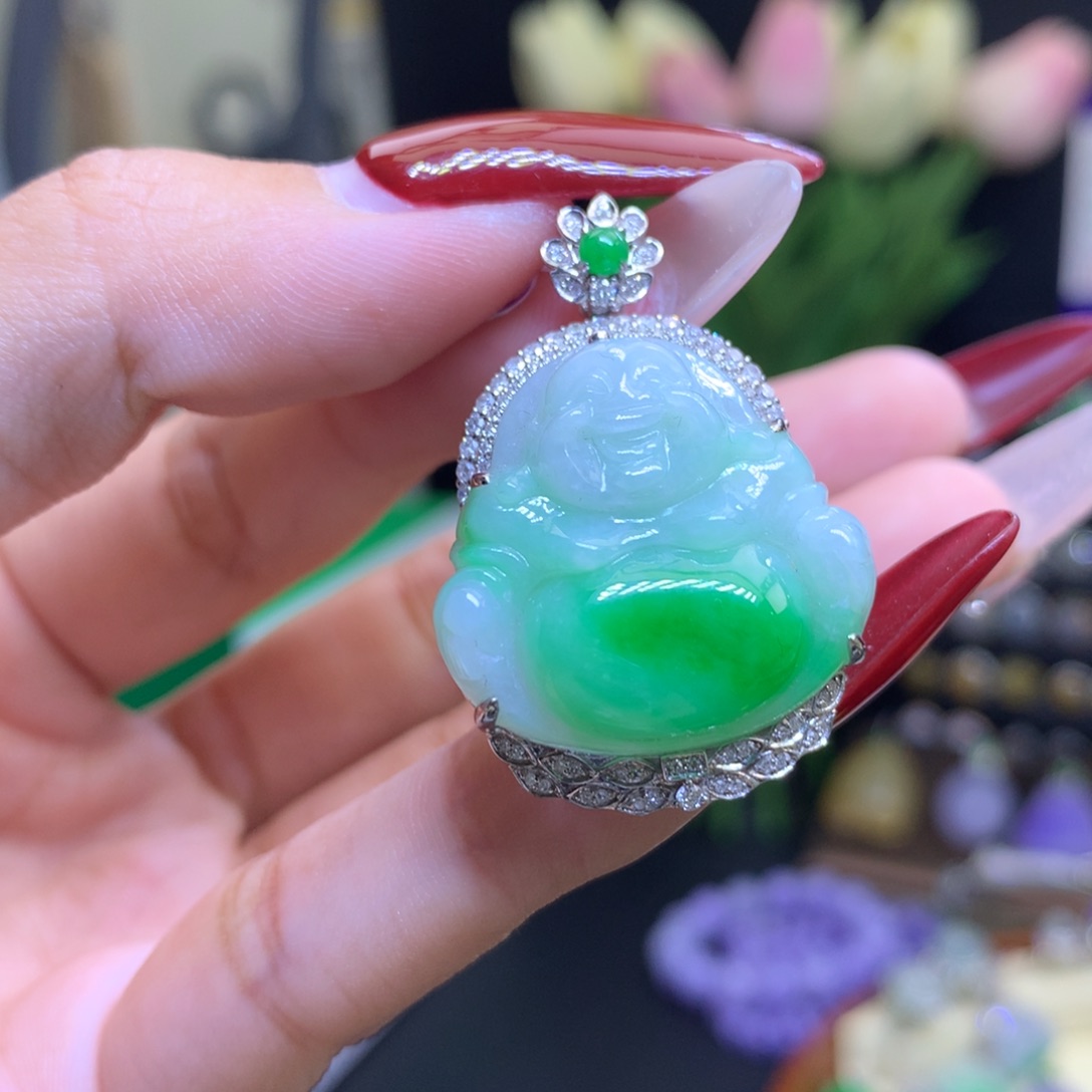 翡翠颈饰18K金镶嵌天然