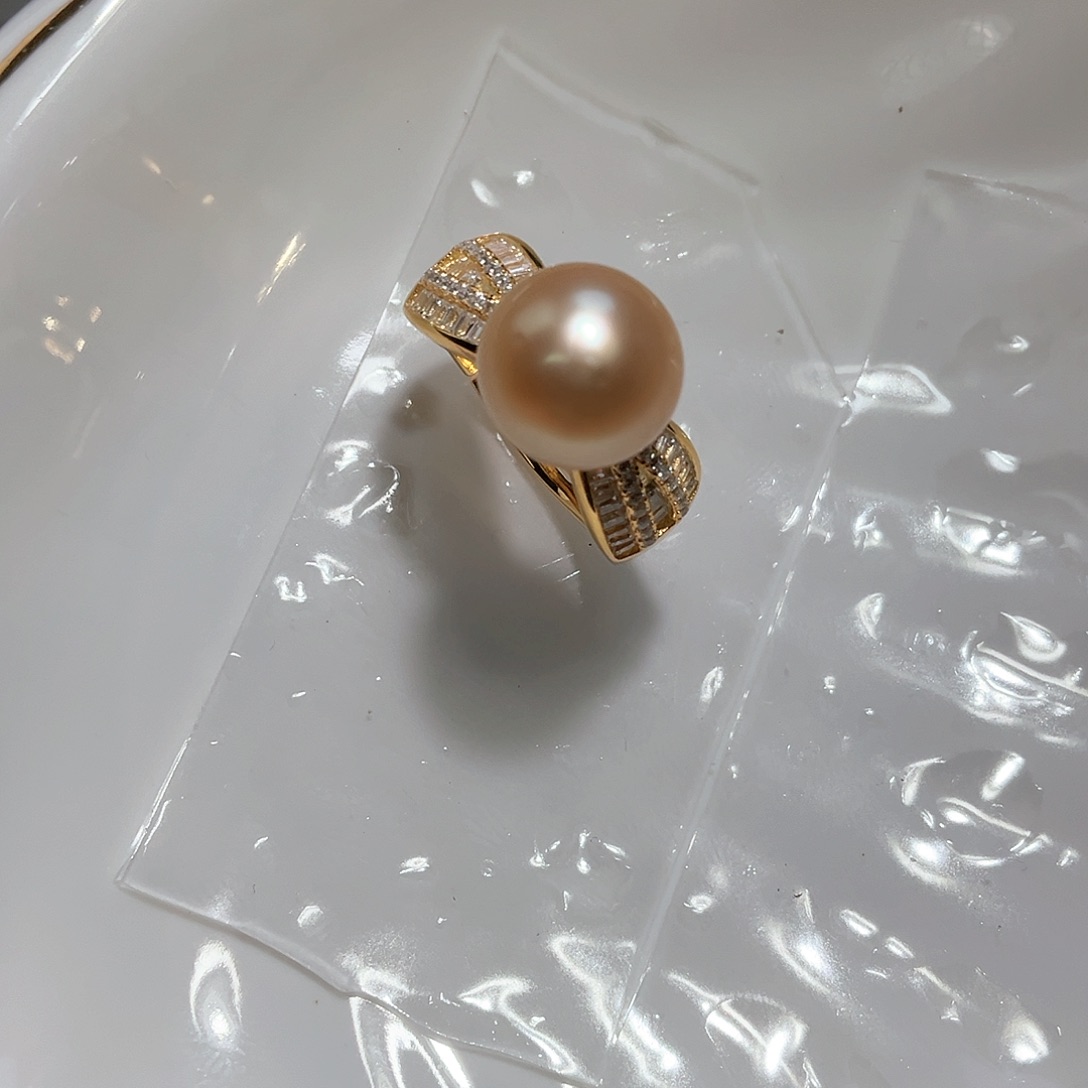 海水珍珠戒圈银S925镶嵌