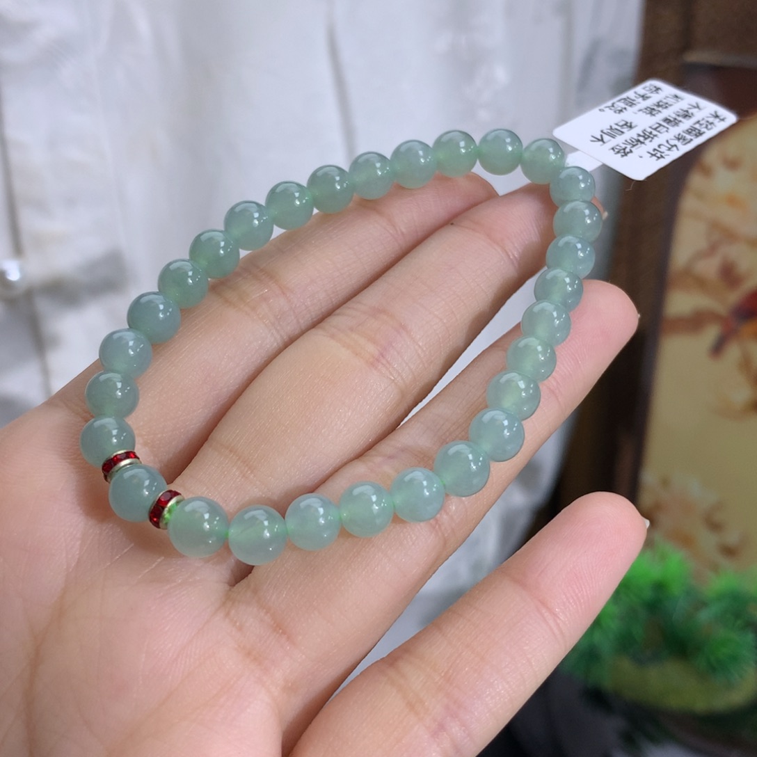 未镶嵌手串翡翠卡5.9冰润蓝绿