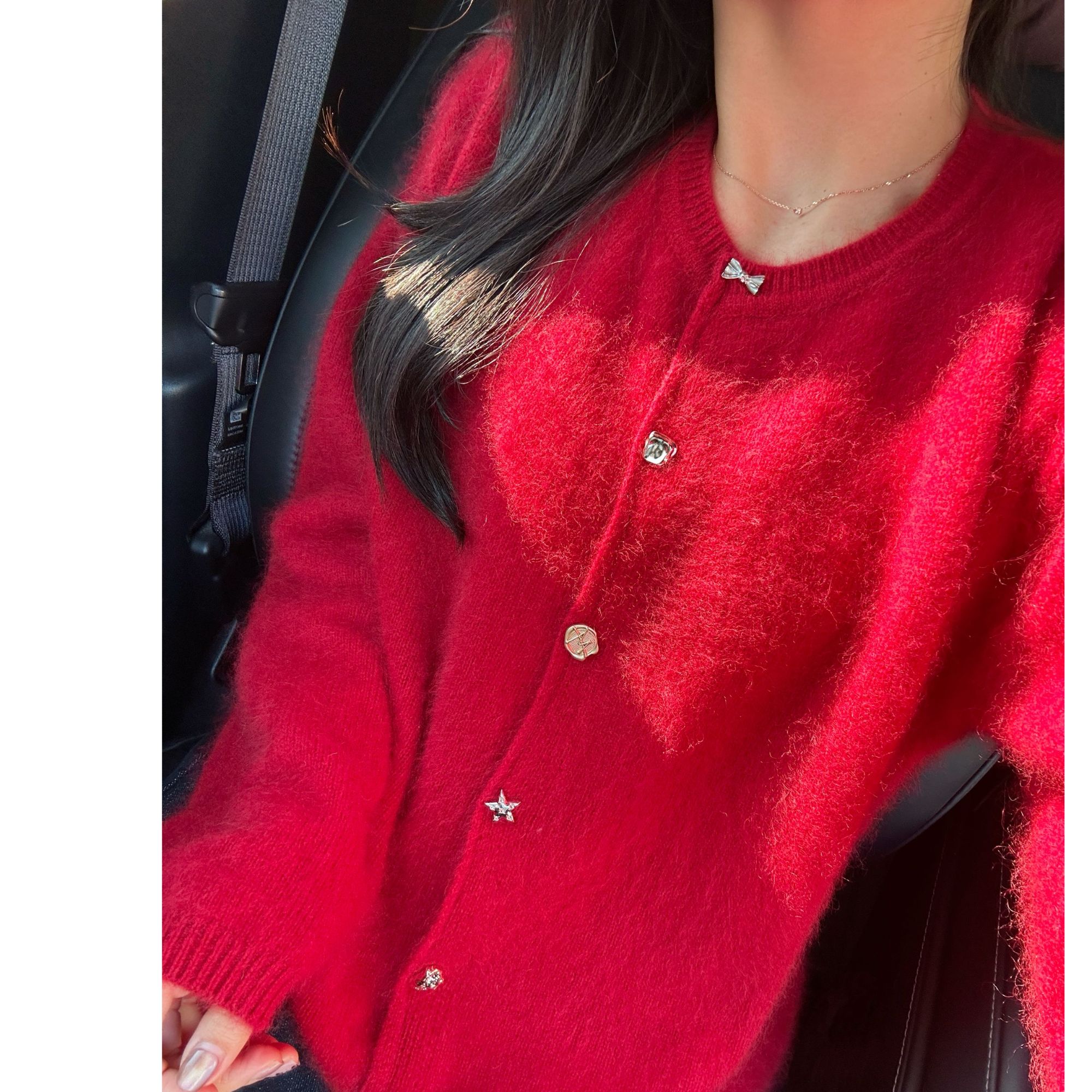 （只可干洗）美炸天过年战袍热颂红大角羊羊毛拉绒圆领慵懒针织开衫