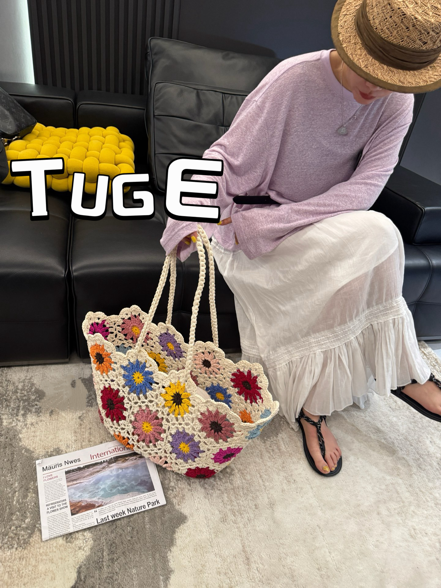 【TUGE】 韩国 原版 手工勾花 菜篮子