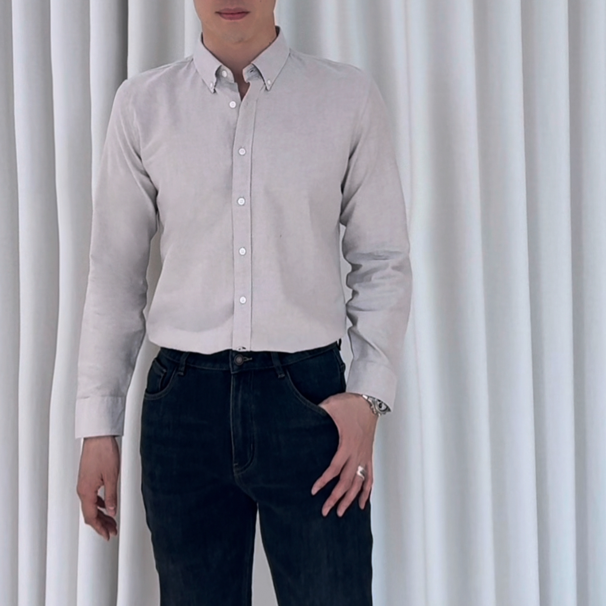 12-28男士商务休闲时尚气质简约百搭长袖衬衫