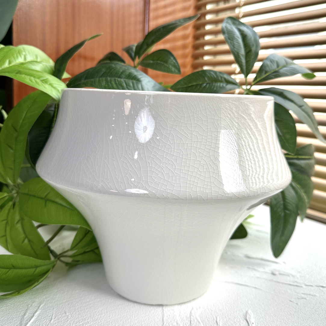 C108口22高22简约透气冰裂花盆适合蝴蝶兰多肉绿植室内家居装饰