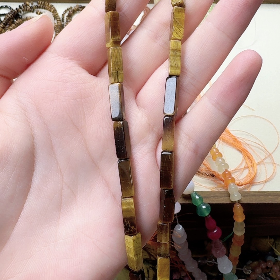 玛瑙/玉髓未镶嵌珠宝半成品虎眼长条一条