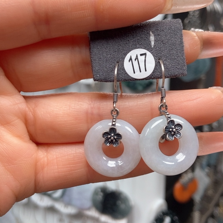 【闪购商品】翡翠耳饰银S925镶嵌耳饰