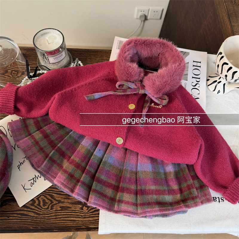 女童秋冬套装2025秋新款韩版童装女宝宝加厚两件套 P667