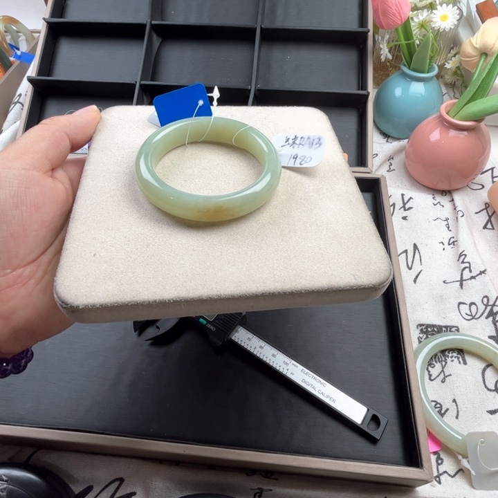 未镶嵌手镯和田玉玲珑美镯53.5