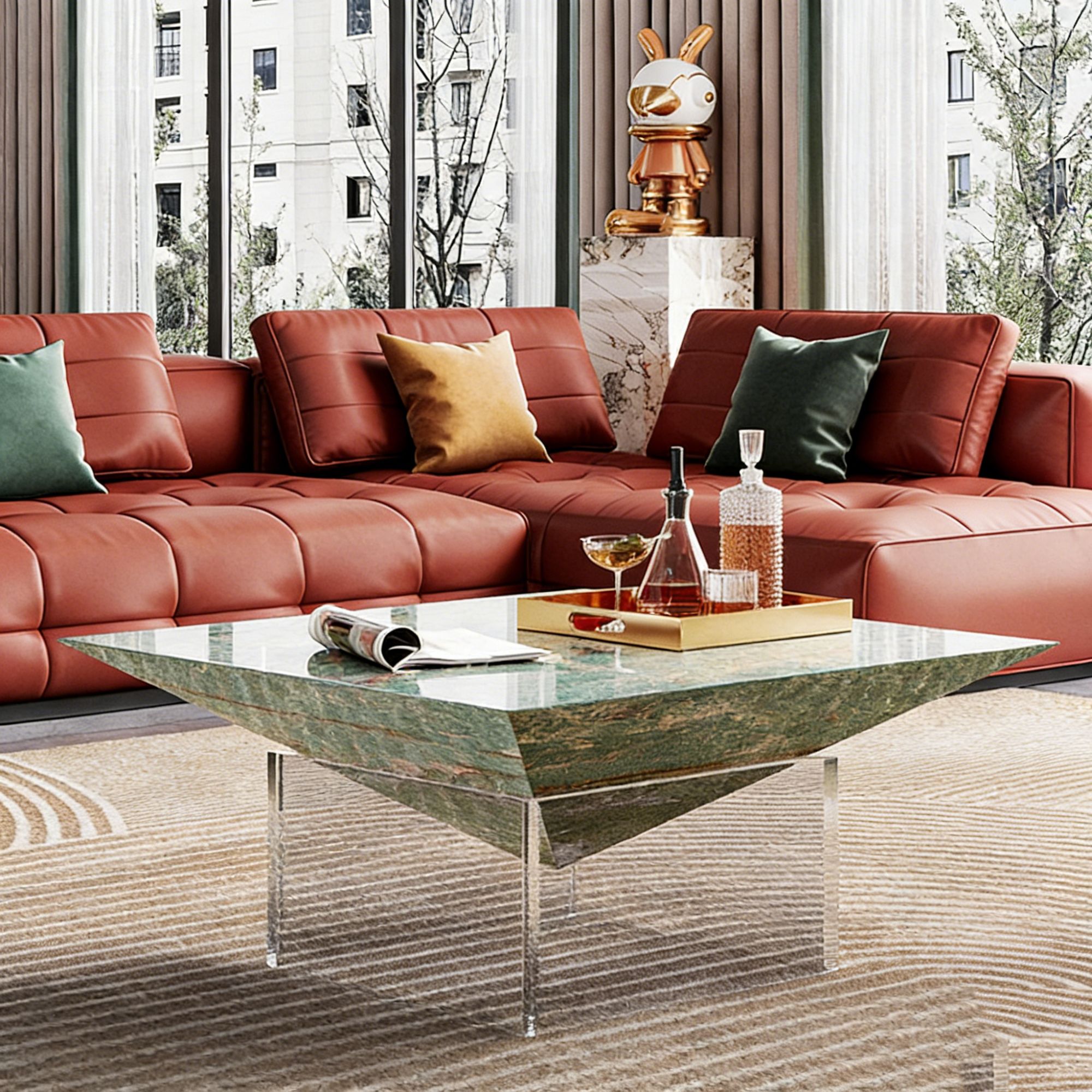 意式极简方形高端设计师款亚克力悬浮茶几客厅2025新款轻奢高级