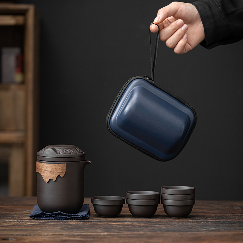 猫耳旅行快客茶具一壶六杯 D75