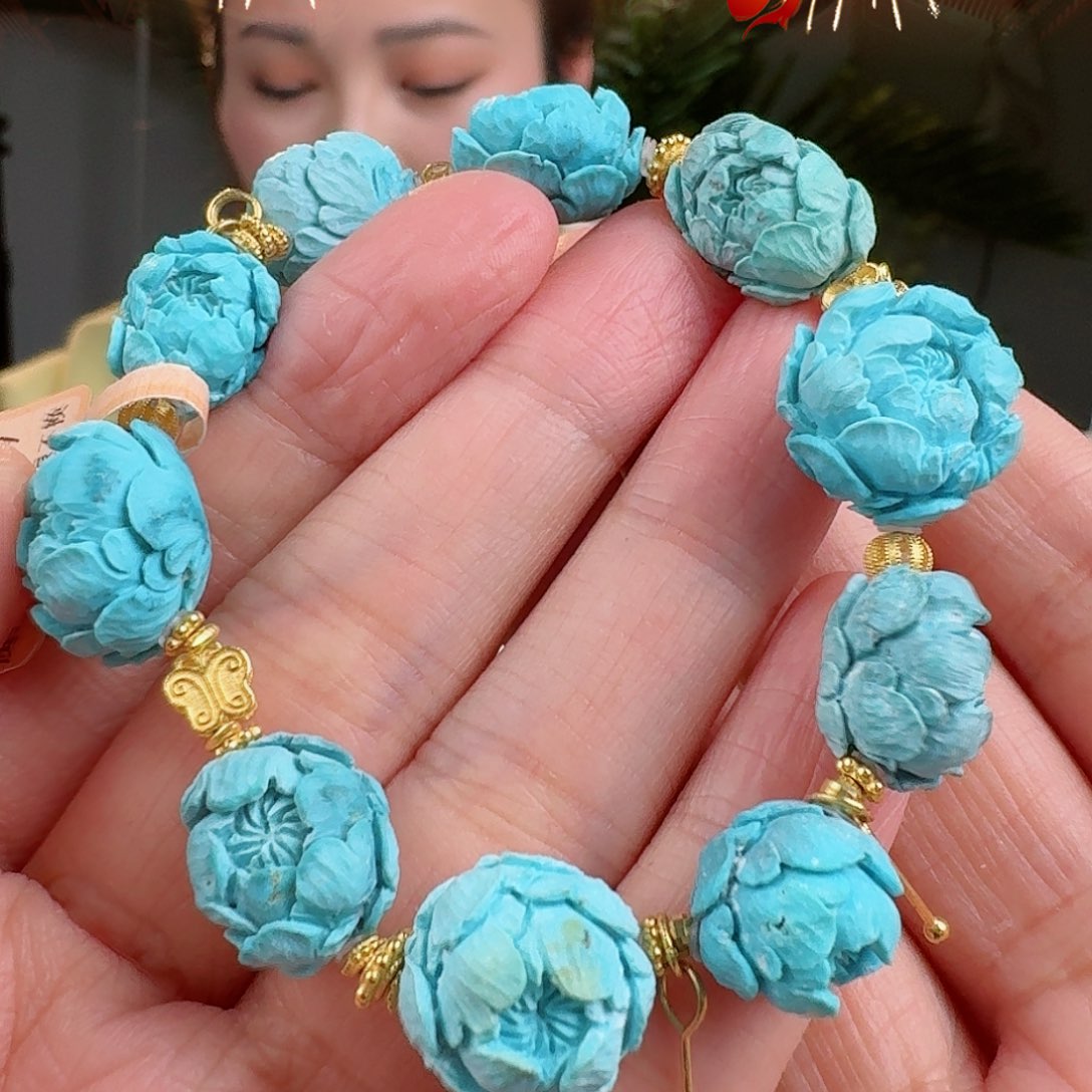 绿松石珠宝奇石18K金镶嵌