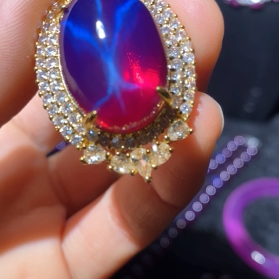 红宝石戒指银S925镶嵌