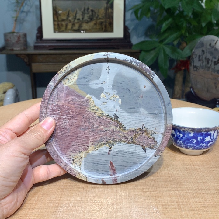 紫砂，广西国画石摆件，壶承
