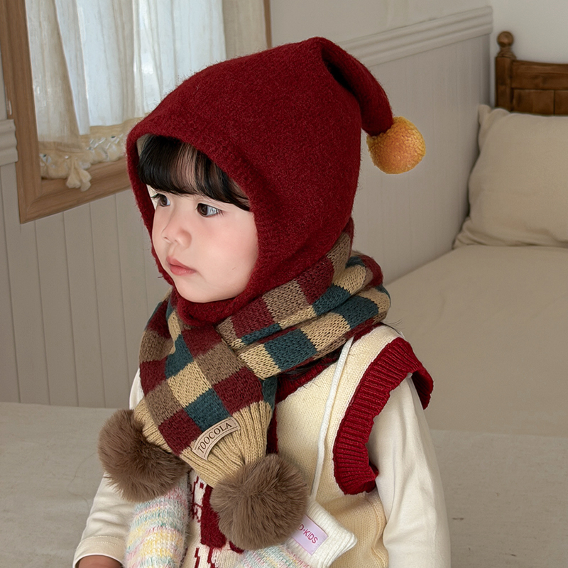 宝宝帽子毛线帽护耳帽加厚保暖秋冬精灵帽男女宝外出ins魔法帽