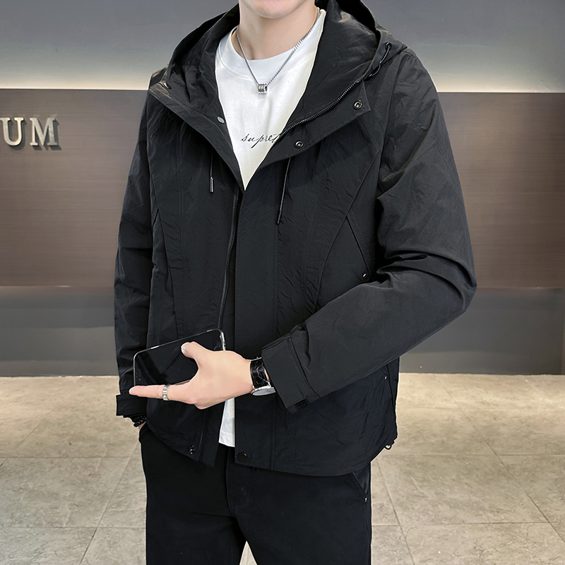 2025春季男秋季连帽男生工装宽松夹克冬季上衣加厚休闲夹克外套