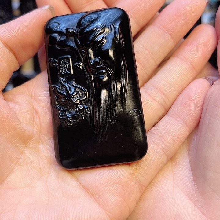 和田玉手链未镶嵌風*关公牌