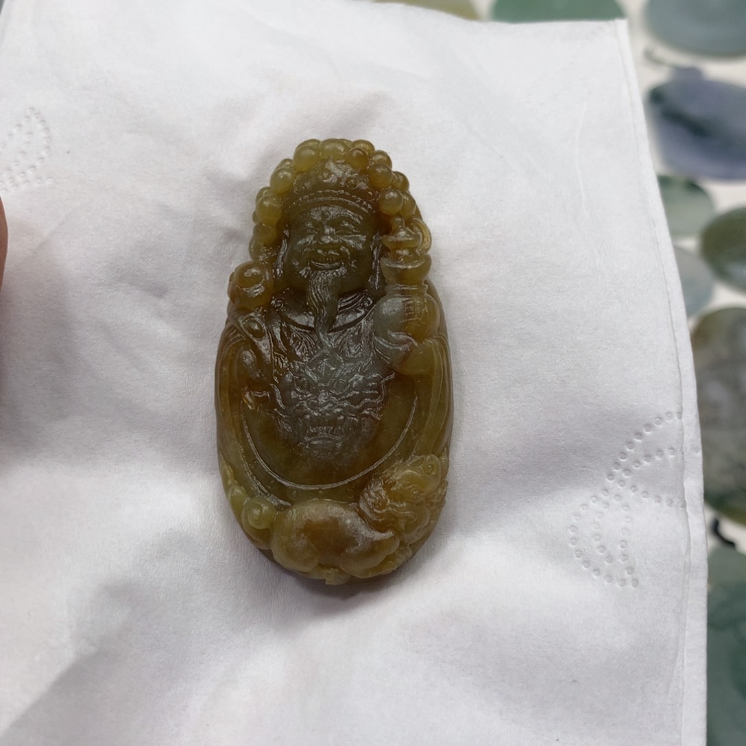 未镶嵌定制翡翠财神 毛货 无鉴赏期 