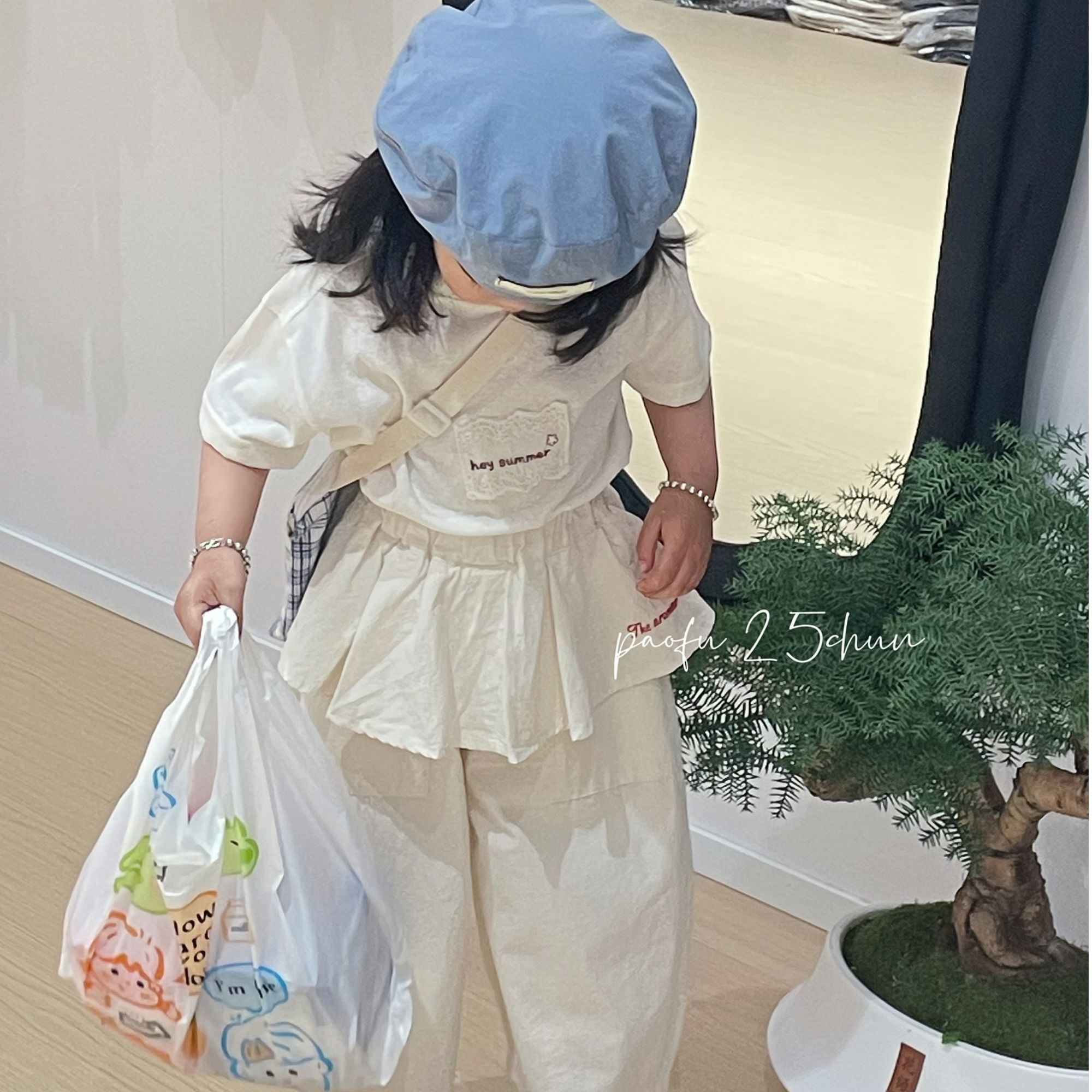 2025儿童短袖T恤夏季新品童装女童百搭圆领刺绣半袖纯棉上衣